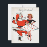 1950-talets juldanstjud med jultomten julkort<br><div class="desc">1950-talet dansade julflicka med julkort.. Helgdag kort.</div>