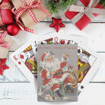 1950-talets jultomte med Tea och Cookies jul<br><div class="desc">De här vackra julkorten från 1950 har ett fint Jultomten som njuter av te och kakor med sin säck fullt leksaker på sin sida.</div>
