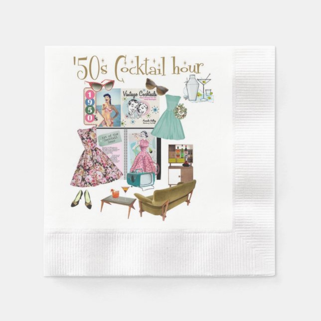 1950-talets kokstjärtservetter pappersservett (Framsidan)