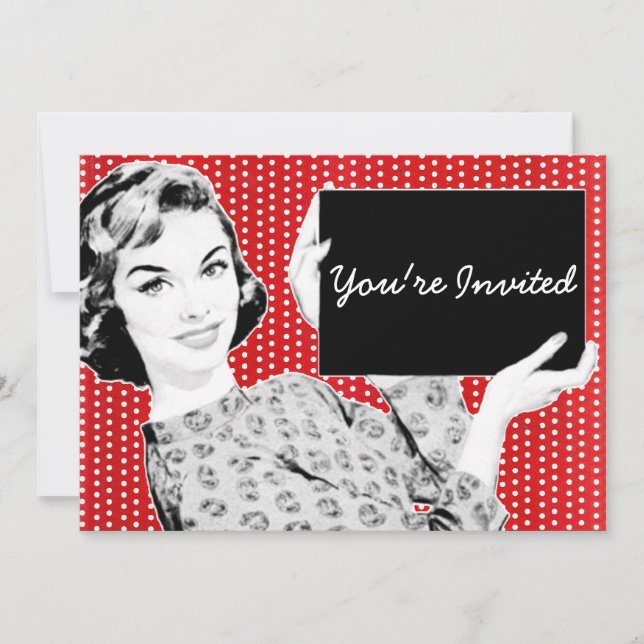 1950-talets kvinna med tecken inbjudningar (Framsida)