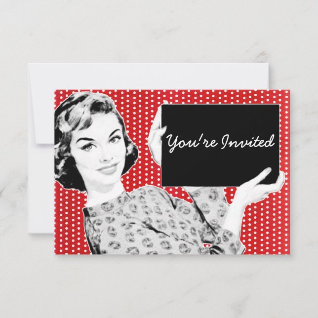 1950-talets kvinna med tecken inbjudningar (Framsida)