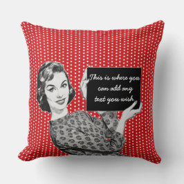 1950-talets kvinna med tecken kudde