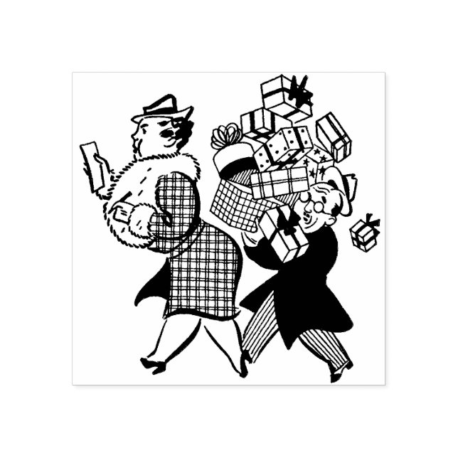 1950-talets man- och kvinnojulluppköp stämpel (Tryck)