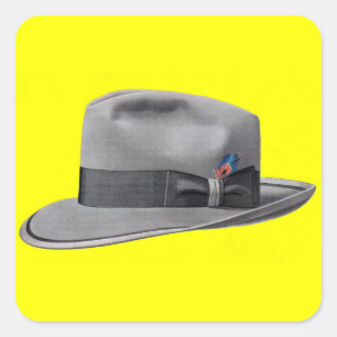1950-talets manar fedora-hatt fyrkantigt klistermärke