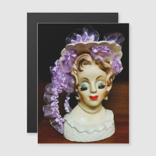 1950-talets MCM Beauty Hat Lila Rosett band Dam He
