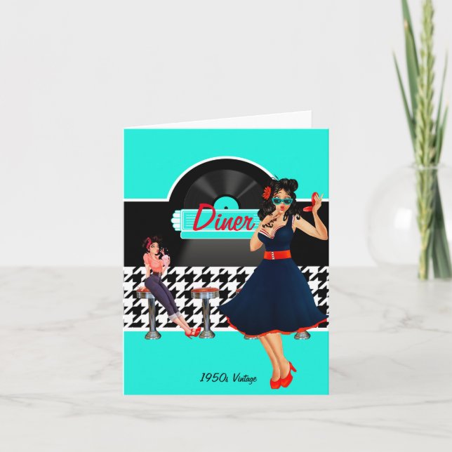 1950-talets Middag, svart och vit styrd reflektor Inbjudan (Framsida)