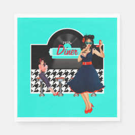 1950-talets Middag, svart och vit styrd reflektor Pappersservett