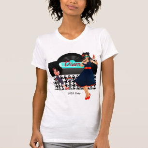 1950-talets Middag, svart och vit styrd reflektor T Shirt
