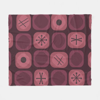1950-talets Mod Art Soft Cubes Burgundy Fleecefilt