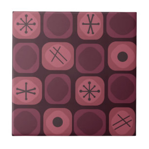 1950-talets Mod Art Soft Cubes Burgundy Kakelplatta