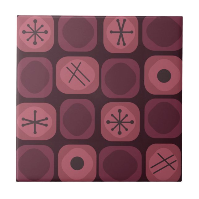 1950-talets Mod Art Soft Cubes Burgundy Kakelplatta (Framsidan)