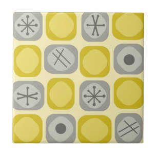 1950-talets Mod Art Soft Cubes Gult Grått Kakelplatta