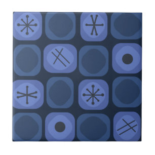 1950-talets Mod Art Soft Cubes Navy Blue Kakelplatta