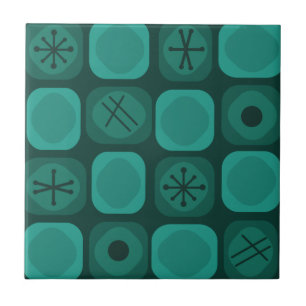 1950-talets Mod Art Soft Cubes Teal Kakelplatta