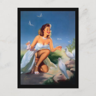 1950-talets Pin-up-flicka Postkort Vykort