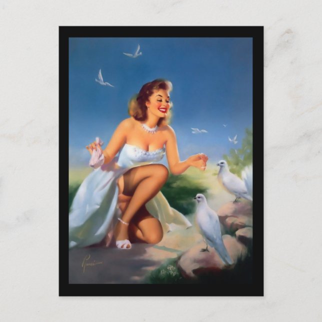 1950-talets Pin-up-flicka Postkort Vykort (Framsida)