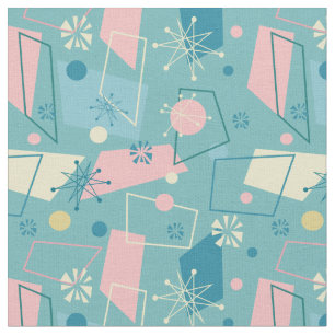 1950-talets Retro Atomic Pastel Mönster Tyg
