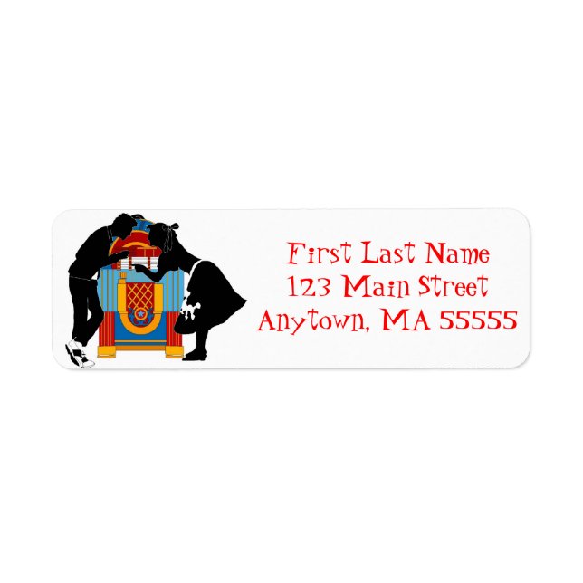 1950-talets Retro Hep Cat Jukebox-Adressetiketter Returadress Etikett (Framsidan)