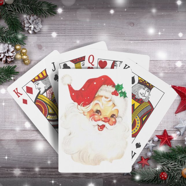 1950-talets Retro Jultomten-jul Casinokort (1950s Retro Santa Claus Christmas Playing Cards)