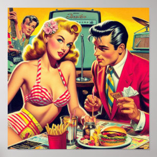 1950-talets retro-kolumn poster