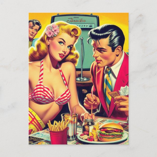 1950-talets retro-kolumn vykort (Framsida)