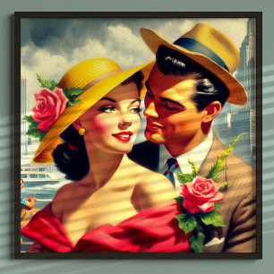 1950-talets retro-par-målning poster