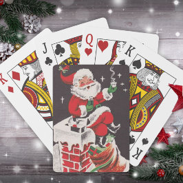 1950-talets Retro Santa på rooftop Vintage jul Casinokort