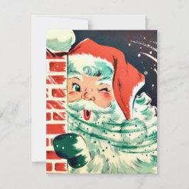 1950-talets Retro Vintage-jultomten Winking Julkort