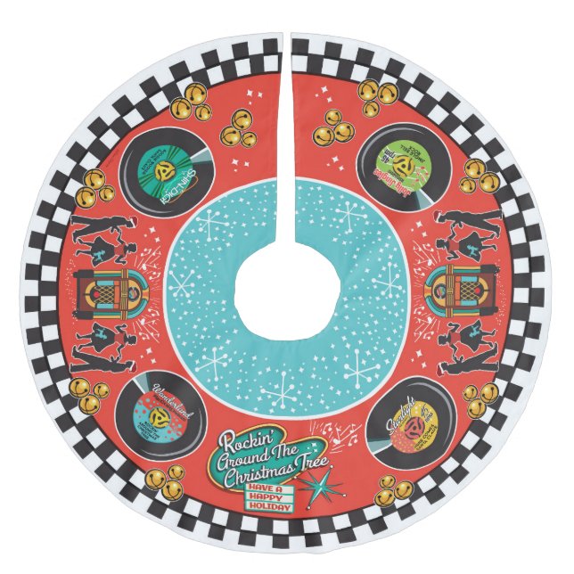 1950-talets Rockin-jul Julgransmatta Borstad Polyester (Framsidan)