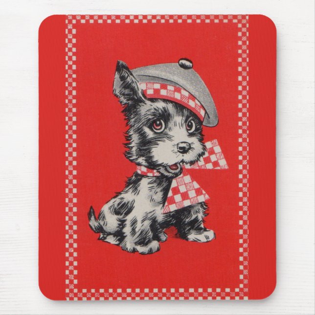 1950-talets Scottie hund i rött Musmatta (Framsidan)