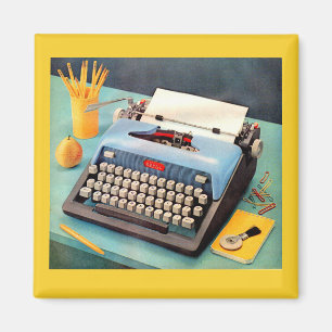 1950-talets skrivmaskin och bild magnet