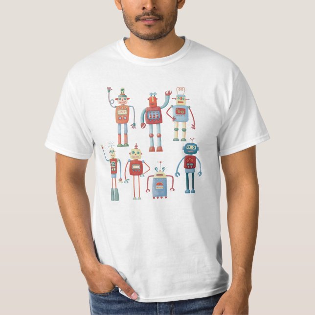 1950-talets Stil Retro Robots T Shirt (Framsida)