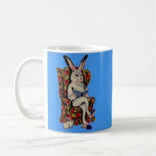 1950-talets stora bunny läser historien till baby  kaffemugg