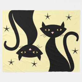 1950-talets svarta katt, gult fleecefilt