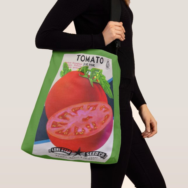 1950-talets tomatutskrift av utsädespaket axelväska (Närbild)
