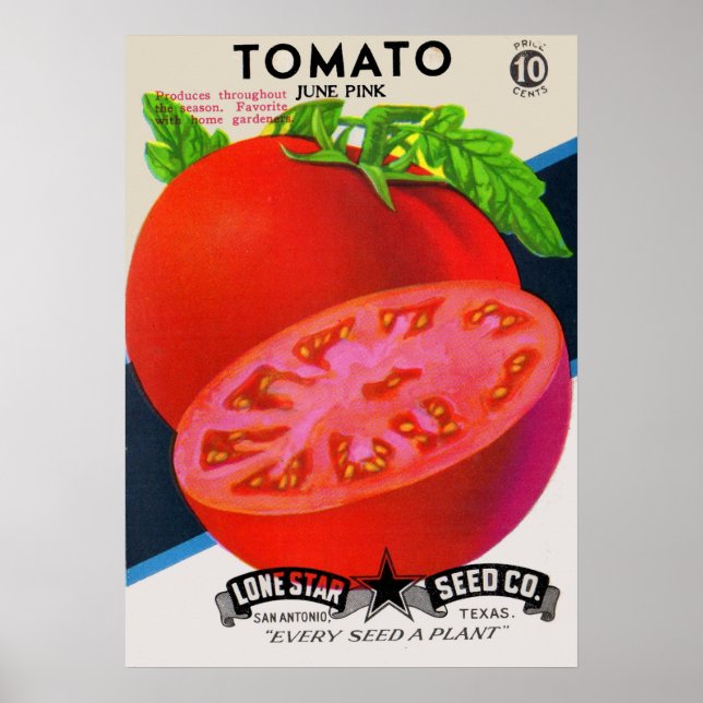 1950-talets tomatutskrift av utsädespaket poster (Framsidan)