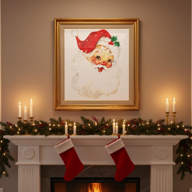 1950-talets Vintage Classic Jultomten Poster (1950s Mid Century Vintage Classic Santa Claus Poster)