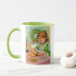 1950-talets Vintage-julflicka Baking Cookies Mugg