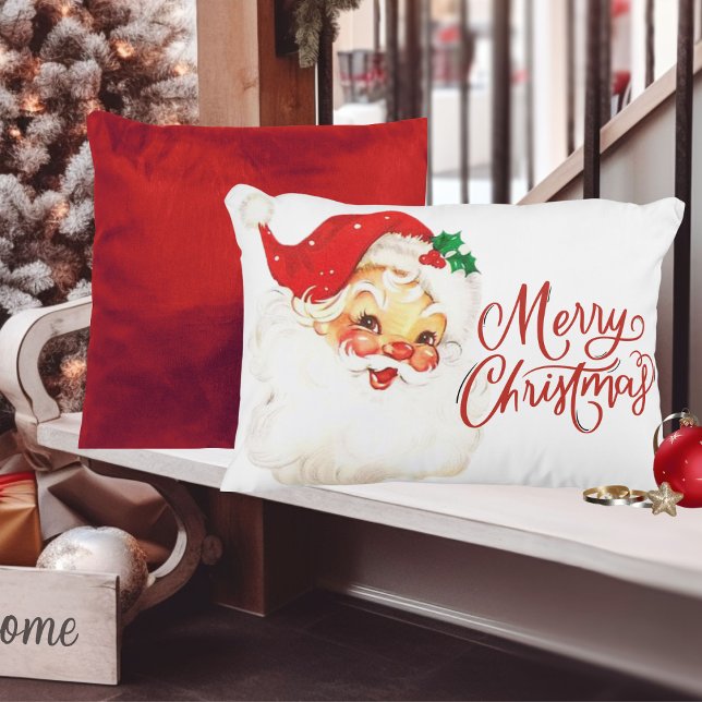 1950-talets Vintage Retro Jultomten God jul Prydnadskudde (1950s Vintage Retro Santa Claus Merry Christmas Accent Pillow)