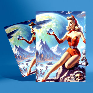 1950-talets Vintage Science fiction Vykort