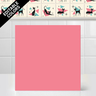 1950-tals Atom Retro Katt Redigerbar Rosa Accentfä Kakelplatta