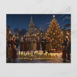 1950-tals julskrål sångare byns torg helg vykort