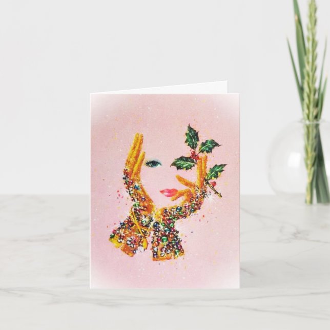 1950-tals mode kvinna Holly 'Tis the Season Kort (Framsida)