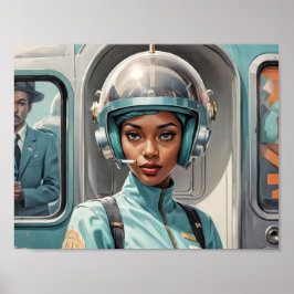 1950-tals Retro Futurism Svart kvinna i plexiglash Poster