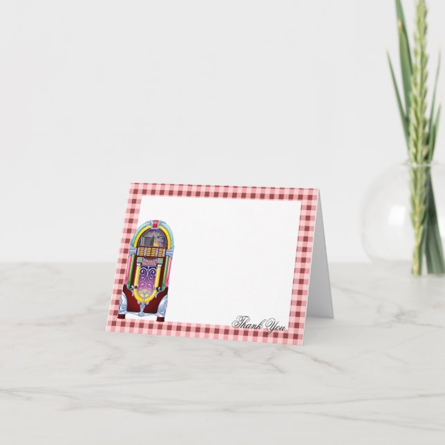 1950-Tals Vintage Jukebox Bröllop Tack Kort (Framsida)