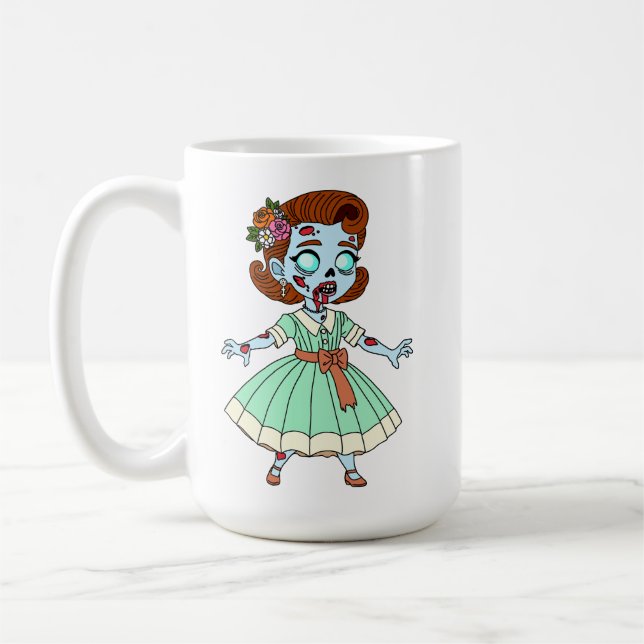 1950-tals Zombie Flicka Kaffemugg (Vänster)