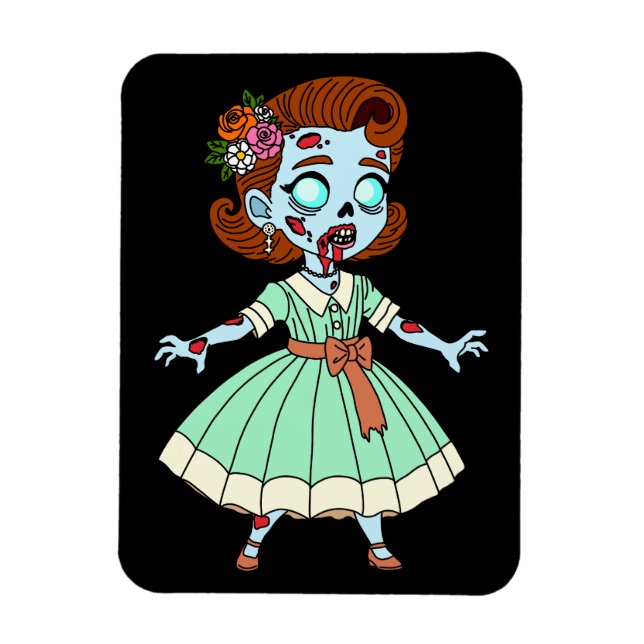 1950-tals Zombie Flicka Magnet (Vertikal)