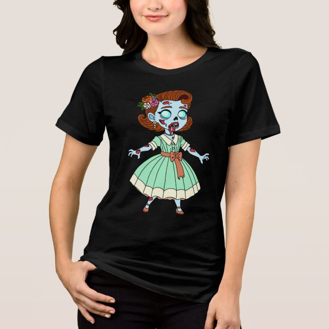 1950-tals Zombie Flicka T Shirt (Framsida)