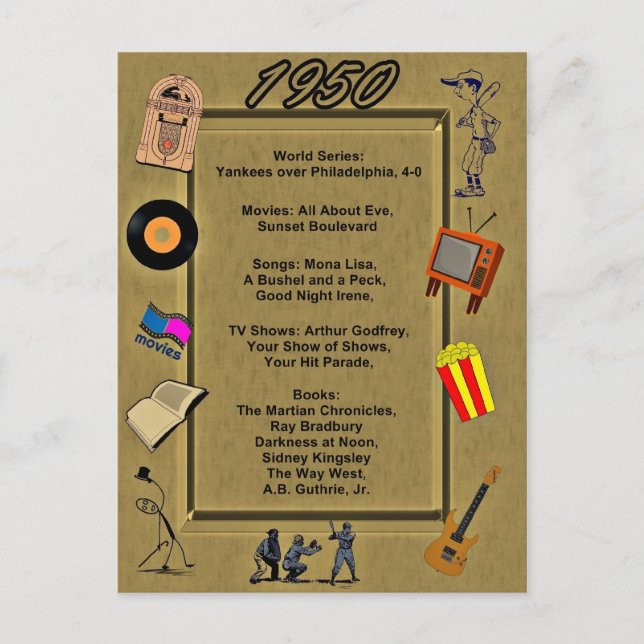 1950 Underbarare evenemangskort Vykort (Framsida)