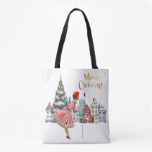 1950 Vintage Dam efter julhälsningar